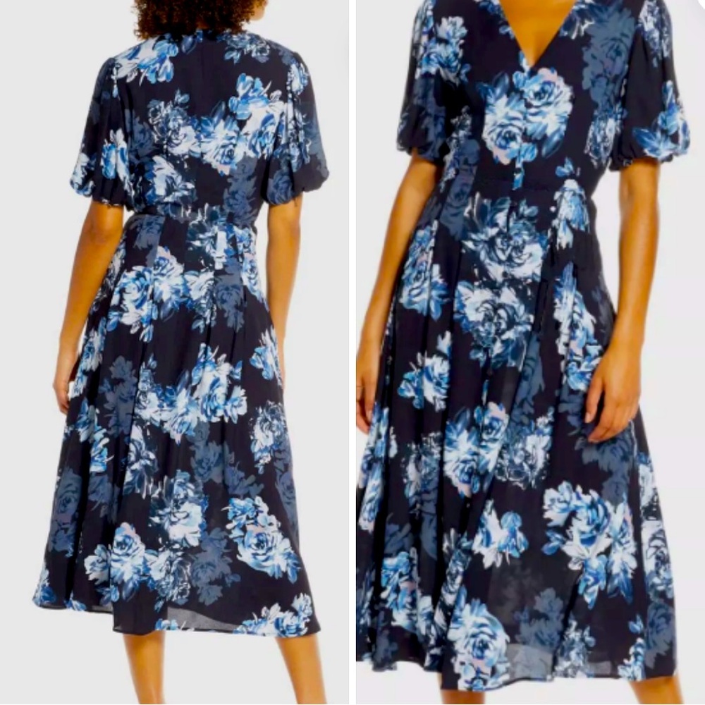 French Connection Floral Print Midi Dress Navy Blue Maxi Dress Prairie Coastal